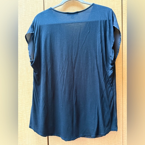 INC International Concepts Black V-Neck Blouse - Picture 3 of 3